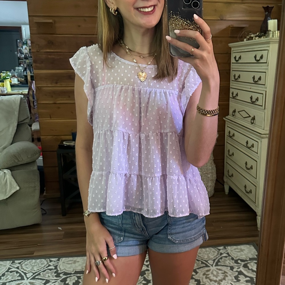 Lavender Ruffle Sleeve Top